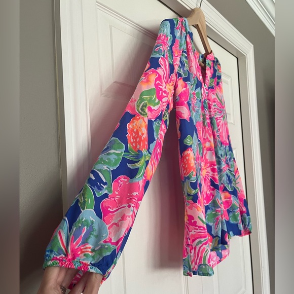 {Lilly Pulitzer} Martinique Floral Tunic Top in Beckon Blue Jungle Utopia - XS - Picture 6 of 11